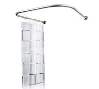 Tringle à rideau de douche, en forme de U, extensible, incurvée, avec rideau, pour salle de bain, cuisine, vestiaire, magasin de vêtements, espace privé, sans perçage
