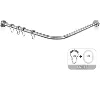 Tringle à rideau de douche en L, sans perçage, fixation d'angle, 70–100 x 110–170 cm – Tringle pour rideau de douche et baignoire – Fixation au plafond non incluse – Acier inoxydable 304 – 18 anneaux 
