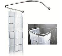 Tringle à rideau de douche en U - Kit de montage - Courbée - Pour salle de bain - Pour rideau de douche et baignoire