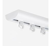 Tringle à rideau de douche réglable blanche de 4,6 m - Rail coulissant avec crochets à rouleau pour chambre à coucher, fenêtre ou espace d'intimité - Système de rails en aluminium durable