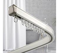 Tringle à rideau réglable pour baie vitrée - Rail de plafond flexible pour montage mural - Tringle simple robuste - Idéal pour les cloisons de séparation courbées/droites et les traitements de fenêtre