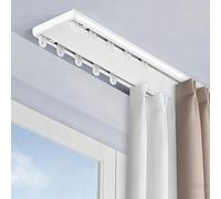 Tringle à rideaux à double rangée en aluminium robuste - Montage au plafond - Poulies silencieuses - Compatible avec un angle à 90° - 4 m / 13.1ft - Parfait pour la décoration du salon et de la