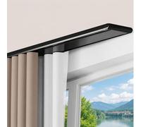 Tringle À Rideaux De Plafond Kit Silencieuses Rail De Rideau Aluminium Tringle De Rideau Double Voie Ajustable Coulissement Fluide sans Blocage avec Connecteurs(Black,6m(19.7ft))