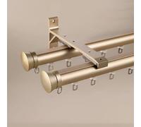 Tringle à rideaux double de 2,5 m - Tringle romaine à fixation murale pour système de rails de plafond coulissant en aluminium avec rouleaux silencieux, longueurs réglables de 1,2 à 5,5 m, parfaite