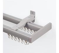 Tringle à rideaux double en imitation bois - 9.2ft / 280 cm - Fixation au plafond ou au mur - Design élégant à double tringle pour décoration d'intérieur et traitement de fenêtre