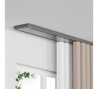 Tringle à rideaux double voie - Système silencieux de montage au plafond pour rideaux coulissants - Aluminium personnalisé - 60 à 680 cm - Gris 3,6 m - Parfait pour les intérieurs modernes