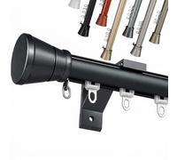 Tringle à Rideaux en Aluminium 28mm 100-400 cm | Barre à rideaux Fixation Latérale avec Embouts Plats, Supports et Poulies. Aluminium Inoxydable pour Salon(Bleu,310cm)