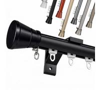 Tringle à Rideaux en Aluminium 28mm 100-400 cm | Barre à rideaux Fixation Latérale avec Embouts Plats, Supports et Poulies. Aluminium Inoxydable pour Salon(Noir,240cm)