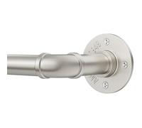 Tringle à Rideaux Industrielle, 80-218cm Tringle à Rideau Extensible Extensible à Rideaux Diamètre 25 mm Montage au Plafond Idéale pour Terrasse, Porte Coulissante, Salon - nickel brossé