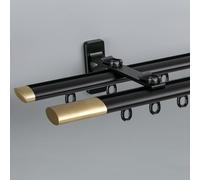 Tringle À Rideaux Ovale Double, Kit Rails De Rideau De Murale, Barra De Guidage Silencieux En Aluminium, Pour Salon Et Chambre(Noir,240cm/7.8ft(2 * 120cm))