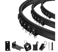 Tringle à rideaux pour baie vitrée, 6 m, flexible et pliable, pour montage au plafond ou au mur, rail de rideau incurvé noir pour rideaux de camping-car, séparateurs de pièces