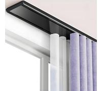 Tringle à rideaux silencieuse à double voie - Montage au plafond - Très résistante - Pour séparateur de pièce - 4,7 m - Pour chambre à coucher, salon, hôpital - Noir