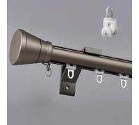 Tringle à Rideaux Simple 28mm 100-400 cm | Barre à rideaux Fixation Latérale avec Embouts, Supports et Poulies. Idéal pour Chambre, Salon et Cuisine(Champagne,100cm)