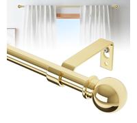 Tringle à rideaux standard en métal robuste pour fenêtre de 66 à 120 cm de long et réglable, pour terrasse, extérieur, porte coulissante en verre, diamètre 5/8 mm, doré