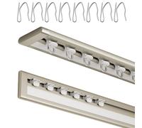 Tringle à rideaux ultra plate et silencieuse en aluminium pour montage au plafond ou au mur, séparateur de pièce de 50 à 600 cm, champagne 410 cm