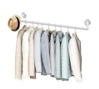 Tringle à vêtement Industriel pour le mur, 83 cm, Portant à vêtement Industriel, porte-vêtements, montage mural, peu encombrant, étagère de cuisine, pour Magasin, Maison, Blanc