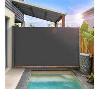 Tringle de balcon 160 x 350 cm (H x L), store latéral extensible, écran de protection, store latéral, occultant, protection contre le vent, store latéral extensible, revêtement en polyuréthane, protec