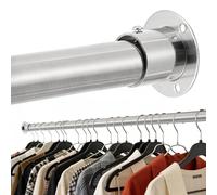Tringle de garde-robe de 32 mm, tringle de placard télescopique argentée, tringle à vêtements de 74 à 130 cm avec supports métalliques, 1 ensemble de tringle de garde-robe à montage mural