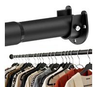 Tringle de garde-robe de 32 mm, tringle télescopique noire pour placard, tringle de 74 à 130 cm avec supports métalliques, 1 ensemble de tringle murale pour vêtements