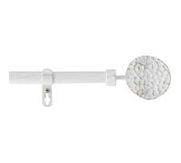 Tringle déco - HOME MAISON - Extensible 120-210 cm - Embouts ronds martelés - Métal - Blanc