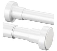 Tringle Douche Extensible Barre de Rideau sans Percage Tringle Penderie pour Salle de Bain, Fenêtre, Cuisine (69-90 cm, Φ25 mm, Blanc)