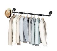 Tringle Penderie Industriel pour le Mur, Barre de Penderie 119 cm, Robuste Penderie Vetement, Penderie Murale Tringle Vetement peu Encombrant, étagère de Cuisine, Pour Magasin, Maison, Noir