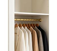 Tringle Penderie Support de Tringle à Vêtements Rond en Métal Robuste Doré, Montage Mural, pour Buanderie, Vestiaire, Barre de Suspension de Rechange(63 inch/160 cm)