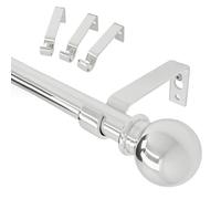 Tringle Rideau Argent Extensible 80-224 cm, Ajustable Kit Tringle à Rideaux Pour Fenetre, Tringle Voilage en Métal de 5/8 de Diamètre pour Chambre, Salon