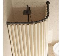 Tringle Rideau Arrondie pour Angle,Tringle de Douche IncurvéE Antirouille en Forme de L, Tringle à Rideau D'Angle TéLescopique RéGlable pour Salle De VêTements de(Size:B 70-95cm x 90-130cm,Color:Noir)