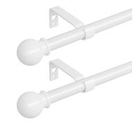 Tringle Rideau Blanche 80-126 cm Lot de 2, Tringle à Rideau Extensible avec Support, Ajustable Tringle Voilage en Métal de 5/8 de Diamètre pour Chambre, Salon
