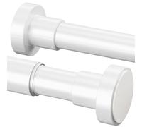 Tringle Rideau de Douche Extensible Barre sans Perçage Tringle Telescopique pour Salle de Bain, Rideau de Douche, Balcon (185-250 cm, Φ25 mm, Blanc)