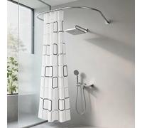 Tringle Rideau Douche en Forme de U Extensible sans Perçage, Acier Inoxydable Tringle Douche Angle avec Rideau de Douche pour Salle Bain, Cuisine, Magasin de Vêtements