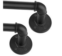 Tringle Rideau Style Industriel Noire, Tringle Rideau Obscurcissant, Pour Rideaux à Oeillets, Rail Rideaux Montage Mural et au Plafond, Barre de Rideau Extensible 88-188cm.(（88-188cm）x 2PACK)