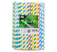 Trinkhalme Papier farbig sort. 21 cm 100 Stück