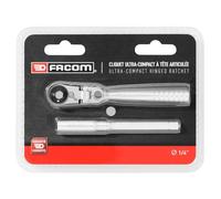Facom Clé à cliquet 1/4'' R.180PB ultra-compact tête flexible 180° pour embouts 1/4''