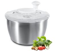 Trintion Essoreuse à salade en acier inoxydable avec couvercle - Essoreuse à salade rapide - Grandes salades - Essorage facile - Blanc - 4,5 l