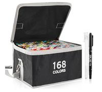 Trintion Feutres Alcool Professionnels 80/100/168 Couleurs - Twinmarkers Double Pointe, Marqueurs à Dessin pour Coloriage Adulte, Croquis, Art & Écriture avec Sac et Base de Rangement (168)