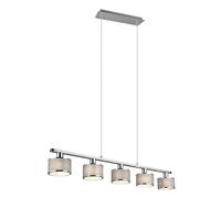 Trio-Leuchten Suspension Kaprun 311600506 – 5 sources lumineuses E14, abat-jour argent, 92 cm