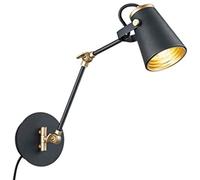 Applique murale Edward noire laiton E14 interrupteur