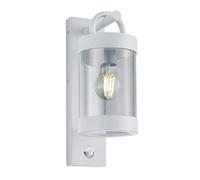 TRIO, Applique, Sambesi 1xE27, max.28,0 W Plastique, Transparent claire, Corps: Fonte daluminium, blanc mat L:12,5cm, H:33,0cm, P:18,0cm Détecteur de mouvement,Montage au mur,IP44