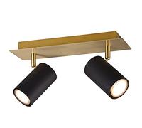 TRIO Beleuchtung Plafonnier LED élégant - 2 spots rotatifs et orientables - Noir/doré