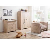 Trio chambre bébé : lit 70 x 140 cm + commode à langer + armoire AHOI - chêne - TREND TEAM
