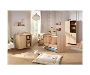 Trio complet de chambre de bébé - SAUTHON - Sam chêne doré - Lit bébé 120 x 60 cm, commode à langer et armoire