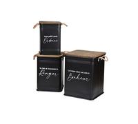 Generique – Lot de 3 caisses en métal LOFT & METAL – Noir – H 41/47/51 cm
