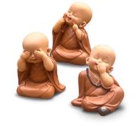 Trio de Statues Bonzes Sages - Ne Rien Voir - Ne Rien Entendre - Ne Rien Dire - Un Ensemble Symbolique pour Une Ambiance Paisible et Sereine - Décoration Zen - Idée Cadeau Unique -H 7 cm - Zen’Light