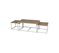 - Trio de tables basses La Casa Blanca en bois et métal - Marron et blanc - CASA BLANCA