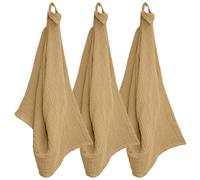 Trio de torchon de cuisine 40x60 cm mousseline de coton KEA TABLE marron houblon