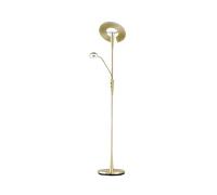 TRIO, Lampadaire, Quebec incl. 1 x LED,SMD,34,0 Watt,3000 Lm. incl. 1 x LED,SMD,5,5 Watt,400 Lm. Corps: Metal, Laiton Mat L:35,0cm, H:180,0cm, P:50,0cm IP20,Interrupteurs Séparés