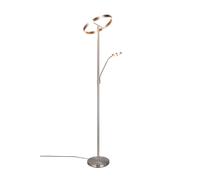 Trio-Leuchten Lampadaire LED Willis 449510207, nickel mat, 39+5,5 W, lumière réglable, dimmable
