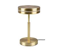 TRIO, Lampe de table, Franklin incl. 1 x LED,SMD,6,0 Watt,3000K,700 Lm. Plastique, Noir, Corps: Métal, Laiton mat Ø:14,0cm, H:25,0cm Interrupteur de cordon,IP20,Source lumineuse non remplaçab
